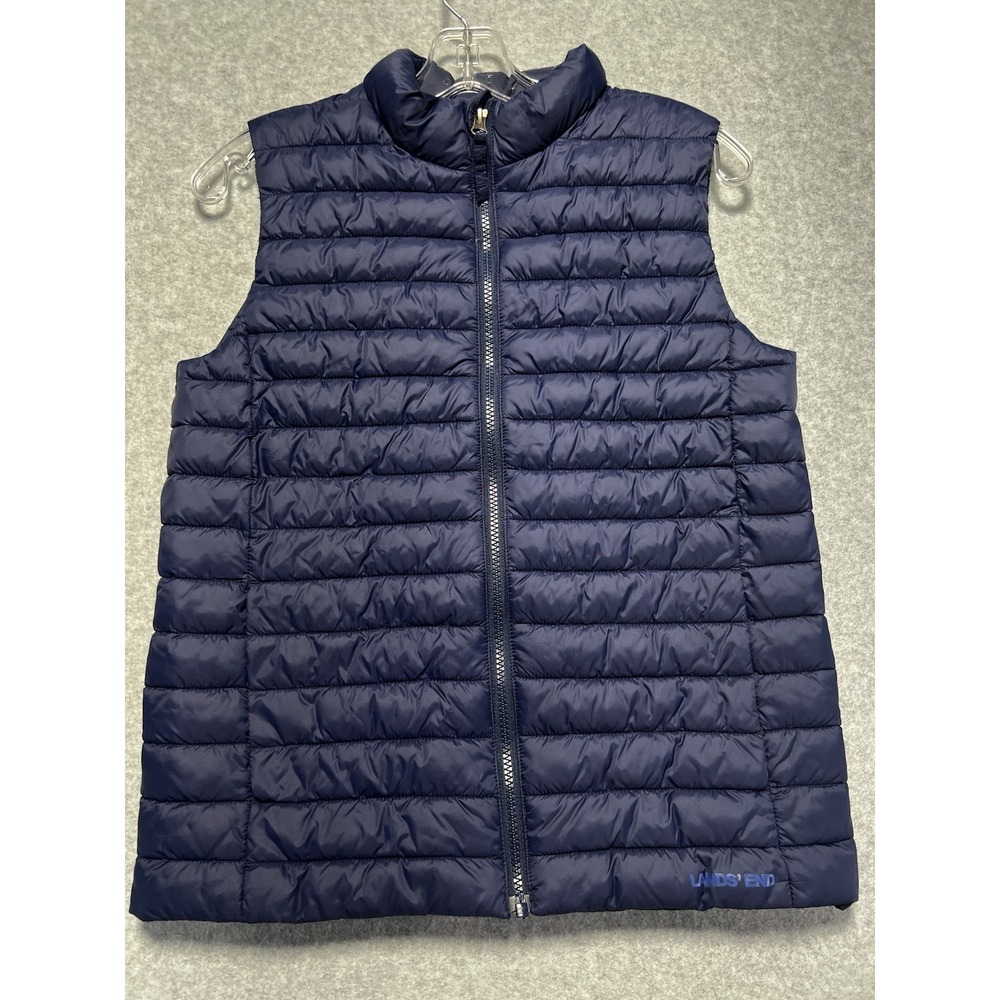Lands' End Youth Boys Vest Size XL 14-16 Navy Blue Full Zip Pockets
